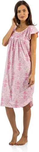 Vista 2 de Casual Nights Camisón de manga corta con encaje fruncido para mujer
