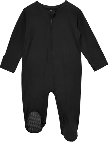 Vista 2 de Aablexema Pijamas con cremallera para bebé, rayón de bambú, pijamas con pies y mitones, pijamas para dormir