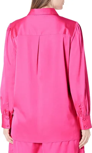 Vista 5 de The Drop Women's Standard Lucyswhims Long-Sleeve Button Down Stretch Satin Shirt