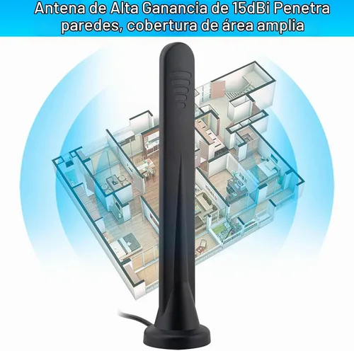 Vista 9 de Antena 5G LTE Amplificador de señal 4G Antena de red omnidireccional externa SMA TS9 Conector 15Dbi Antena base magnética con cable 3M