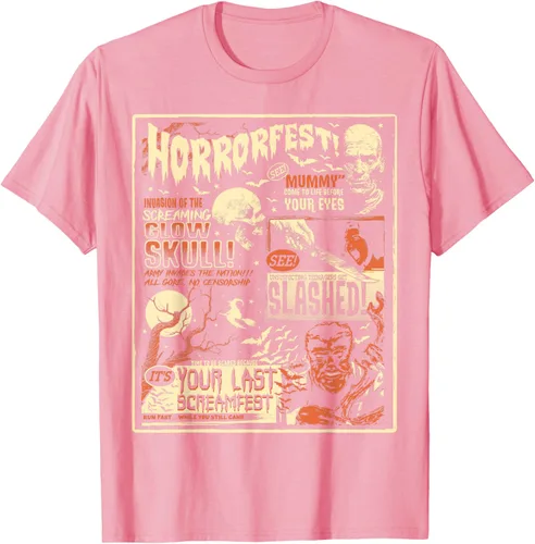 Vista 60 de Vintage Horrorfest Movie Poster Terror Old Time Halloween Camiseta S Negro