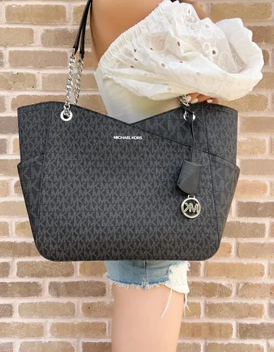 Vista 2 de Michael Kors - Bolso tote Jet Set Travel grande con cadena para el hombro Negro multi L