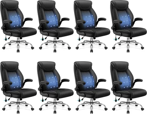 Vista 18 de BestGlory Silla de oficina ejecutiva con soporte lumbar, silla de escritorio ergonómica grande y alta, silla de cuero cómoda con respaldo alto
