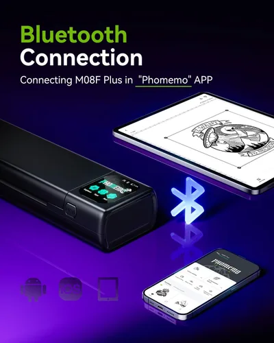 Vista 4 de Phomemo M08F Plus Touchscreen Tattoo Stencil Printer, Bluetooth, Thermal Negro