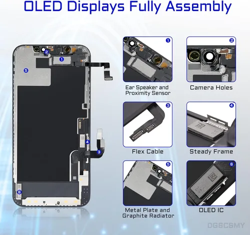 Vista 2 de [OLED] para iPhone 12 reemplazo de pantalla con altavoz frontal sensor de proximidad OLED para iPhone 12 Pro 3D pantalla táctil digitalizador 6.1
