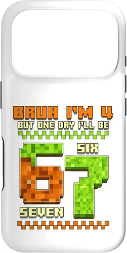 Vista 30 de Bruh I'm 4 But One-Day I'll Be 67 Retro 4th Birthday Kids Case for iPhone 17