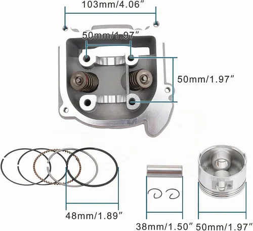 Vista 3 de Kit de reconstrucción de cilindro de gran agujero Goofit GY6 50 cc 139QMB para Scooter Válvula 2.519 pulgadas.