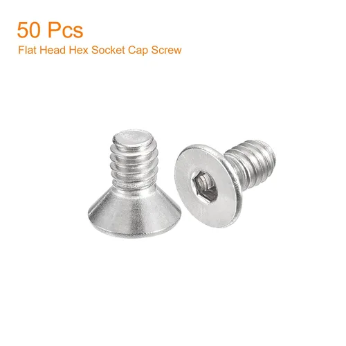 Vista 3 de uxcell #8-32x5/16 Tornillos de cabeza avellanada plana, 50 piezas de tornillos de cabeza plana de acero inoxidable 304 con llave hexagonal, rosca