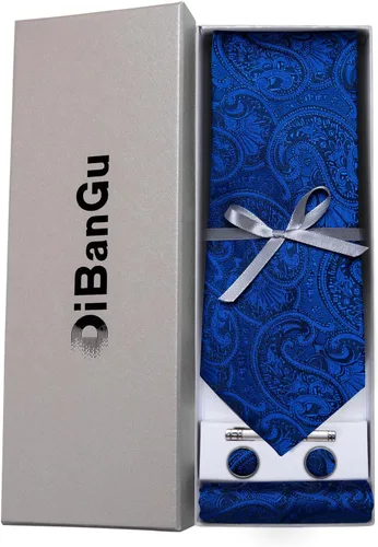 Vista 3 de DiBanGu Conjunto de pañuelo y gemelos de seda con corbata y pañuelo de bolsillo para hombre