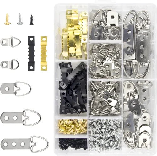Vista 2 de Kit de 500 piezas para colgar cuadros, ganchos surtidos resistentes con tornillos para colgar cuadros (500)