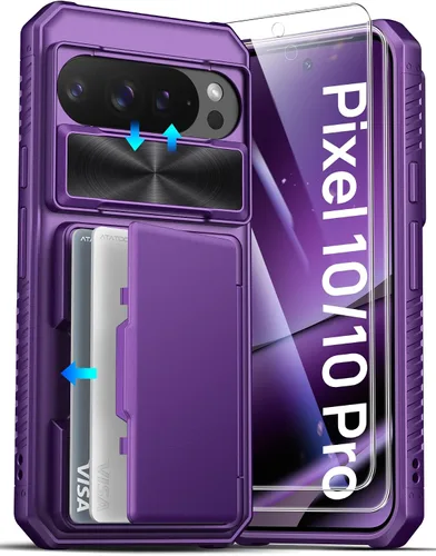Vista 16 de ATATOO Funda tipo cartera para Google Pixel 10 Pro XL, tarjetero integrado (3-5 tarjetas) [bloqueo RFID] y cubierta de cámara deslizante, protección