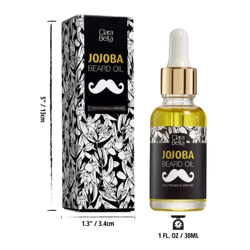 Vista 4 de Aceite para barba de jojoba: sin perfume, puro y orgánico para hombres, detiene la picazón y la caspa, suaviza el cabello grueso y el bigote, 1 fl