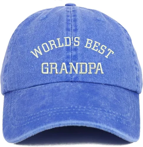 Vista 13 de World 's Best Grandpa bordado Pigmento teñido de perfil bajo algodón Cap Negro