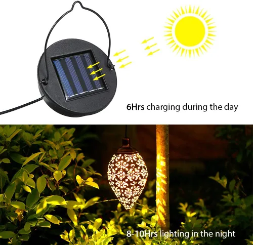 Vista 4 de Luces solares colgantes Tomshine linterna solar LED jardín luces lámpara de metal impermeable para decoración al aire libre