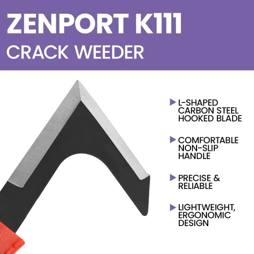 Vista 3 de Zenport K111 Crack Weeder, calzada, herramienta de deshierbe de paseo lateral, acero al carbono, hoja en forma de L, naranja