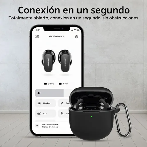 Vista 5 de LEFXMOPHY Funda para auriculares Bose QuietComfort II 2022/QuietComfort Ultra (2023), funda protectora de silicona (negro)