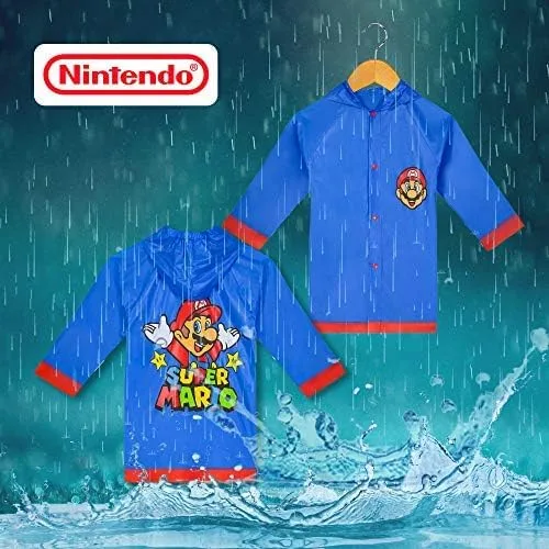 Vista 3 de Nintendo Super Mario - Slicker azul para niños pequeños, talla S 23, M 45 y L 67, Azul Patchwork
