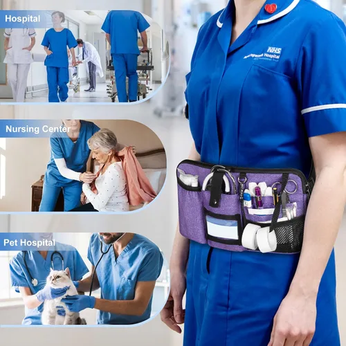 Vista 7 de Trunab Riñonera para enfermera, cinturón organizador de enfermería con correa de cintura ajustable, bolsa de cintura para suministros médicos