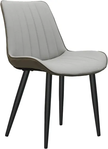 Vista 7 de Sillas de comedor para habitación, mesa y asiento de cocina, paquete de 4 unidades, tapizadas de piel sintética, patrón de ondas, patas de metal