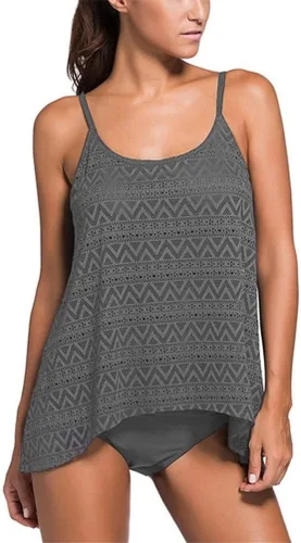 Vista 2 de Nicetage - Traje baño de malla de encaje para mujer, tankini