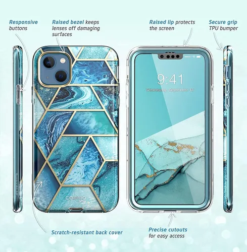 Vista 7 de i-Blason Cosmo Series - Funda protectora delgada de cuerpo completo para iPhone 13 de 6.1 pulgadas (versión 2021), color azul océano