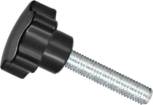 Vista 20 de Perillas de sujeción de estrella, rosca macho M5 x 0.984 in, cabeza de 0.945 in, mango de tornillo de pulgar de plástico, perno roscado, color negro