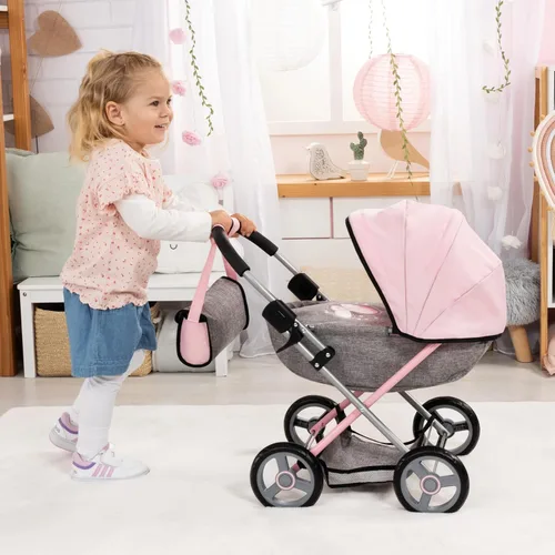 Vista 4 de Bayer Baby Doll Stroller Toy Set with Bag - Pink Carriage for 18 Inch Dolls