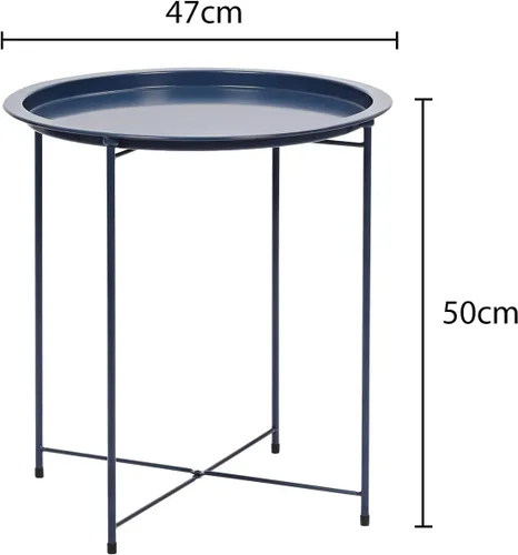 Vista 2 de Mesa Auxiliar Metal Small Side Table Round Storage Sofa End Table with Detachable Tray for Living Room Bedroom 47x50cm Sofa