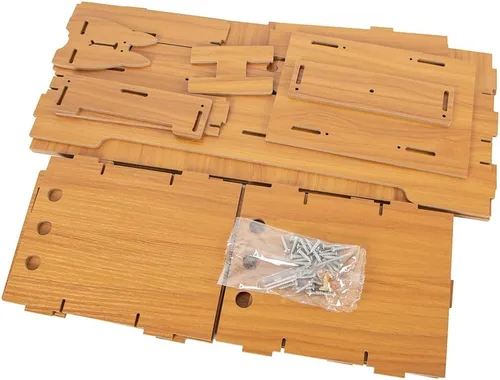 Vista 8 de Soporte ergonómico para monitor de madera,Estantes de monitor de escritorio pequeños con cajón,Organizador de escritorio de oficina en casa