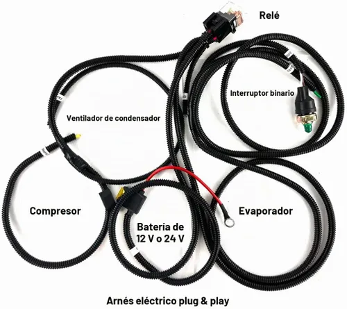 Vista 6 de Kit universal de aire acondicionado debajo del salpicadero, sistema completo de aire acondicionado automático con compresor, condensador, mangueras