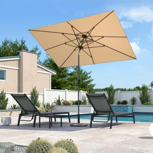 Vista 19 de PURPLE LEAF - Sombrilla de patio rectangular de 6' x 4', sombrilla de mesa para exteriores con marco de aluminio, sombrilla de mercado, sombrilla