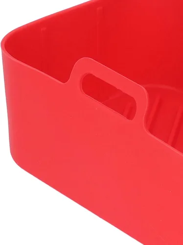 Vista 8 de Airshi Freidoras de silicona, cesta rectangular apta para lavavajillas, antiadherente, reutilizable, para la cocina del hogar (rojo y gris)
