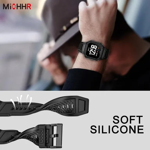 Vista 6 de MioHHR Caja y Correa de Acero Inoxidable Compatible con Correas para Fitbit Versa 4/3/2/Lite/Sense/Sense 2 con Estuche de Metal, Protector Deportivo