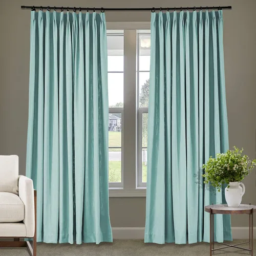 Vista 92 de Frelement Cortinas plisadas de lino de algodón de 100 pulgadas de ancho y 102 pulgadas de largo, cortinas con reducción de ruido para sala