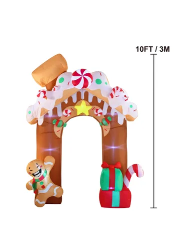 Vista 4 de Arco Inflable Gigante de Pan de Jengibre de 10 pies de Alto Multicolor