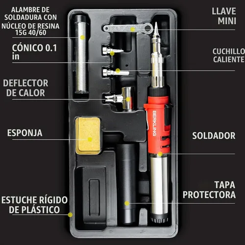 Vista 6 de Berkling BSG-668 Pro - Kit de soldador de butano, antorcha y pistola