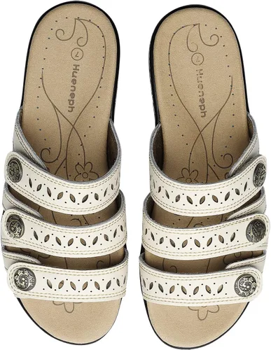 Vista 8 de Sandalias de cuero cómodas para mujer, ligeras, planas, bonitas, sin cordones, informales, para caminar Beige