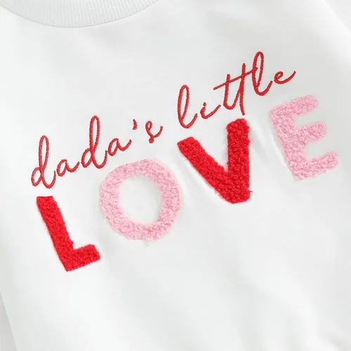 Vista 5 de SOLILOQUY Traje de San Valentín para bebé, niña, niño, amor, estampado de corazón, sudadera de manga larga, sudadera de otoño para bebé