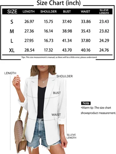 Vista 7 de AUTOMET Blazer casual de negocios para mujer, con frente abierto, manga larga, para trabajo, oficina, chaqueta de otoño a la moda 2023
