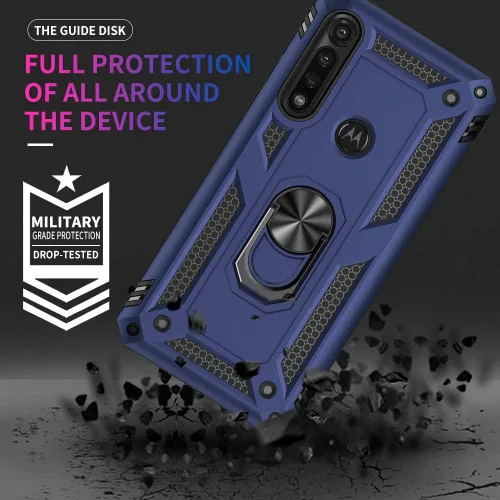 Vista 2 de Yiakeng Funda para Moto G Power 2020, Motorola G Power 2020 con protector de pantalla, fundas protectoras de grado militar con anillo para Moto G