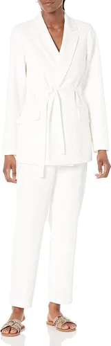 Vista 3 de The Drop Blazer Ren Wrap con cinturón frontal para mujer