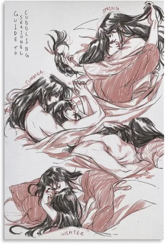 Vista 6 de ZHANGNA Tian Guan Ci Fu BL Anime 11 - Póster en lienzo para decoración de dormitorio, oficina, habitación, regalo, impresión artística de pared
