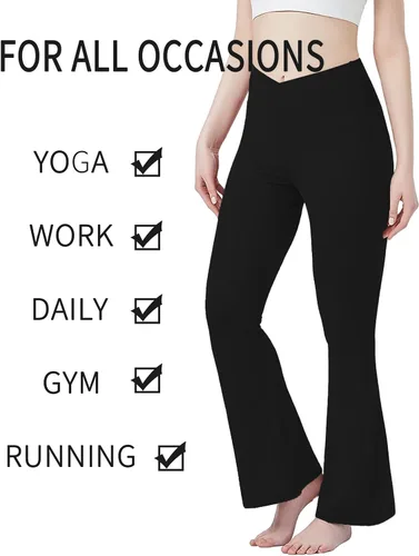 Vista 6 de TMKOTOKRA Leggings acampanados para mujer, de cintura alta, cruzados, suaves, de cintura alta, casuales, con corte de bota