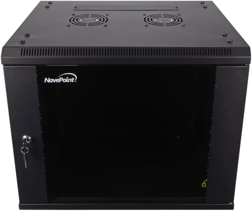 Vista 9 de NavePoint 6U gabinete de servidor para montaje en pared con estantes y puerta de vidrio con llave, incluye 2 ventiladores, paneles laterales