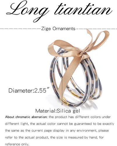 Vista 6 de Long tiantian Pulseras de gelatina con purpurina para adolescentes, pulseras de gelatina rellenas con purpurina, pulseras impermeables con lazo