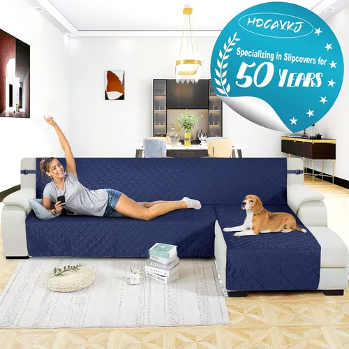 Vista 2 de HDCAXKJ Fundas de sofá modular para perros, 3 piezas resistentes al agua, en forma de L, juego de fundas modulares aptas para mascotas, protector