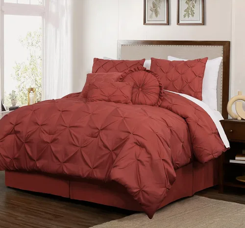 Vista 33 de Chezmoi Collection - Juego de ropa de cama modelo Sydney, 7 piezas, con pliegues decorativos
