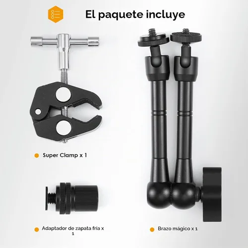 Vista 8 de TARION Brazo mágico con súper abrazadera – 11 pulgadas/11.0 in articulada ajustable montaje de cámara de fricción y abrazadera con rosca de 1/4