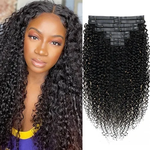 Vista 36 de Extensiones de cabello humano real rizado con clip, 4/27/4, ombré, rizado con clip, para mujer, 3C y 4A (12 pulgadas, #4/27/4)