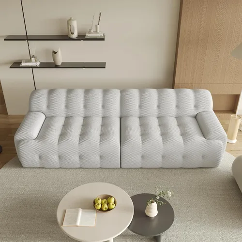 Vista 13 de Sofá modular modular de 86.6 pulgadas, sofá biplaza de gran tamaño, tela de malla 3D, cómodo sofá de nube, sofá curvado para sala de estar, oficina